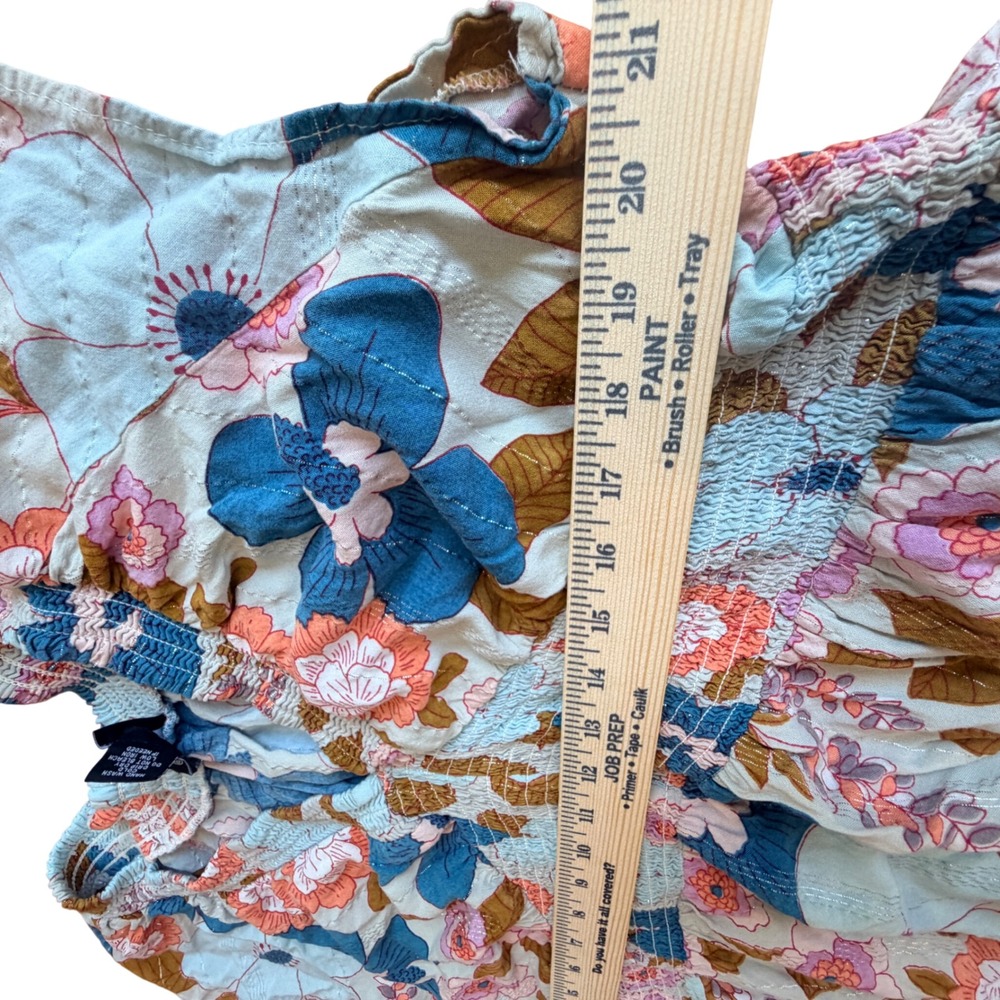 Angie Floral Maxi Dress Womens 3X Smocked Waist Lurex Boho Cottagecore - Picture 3 of 7